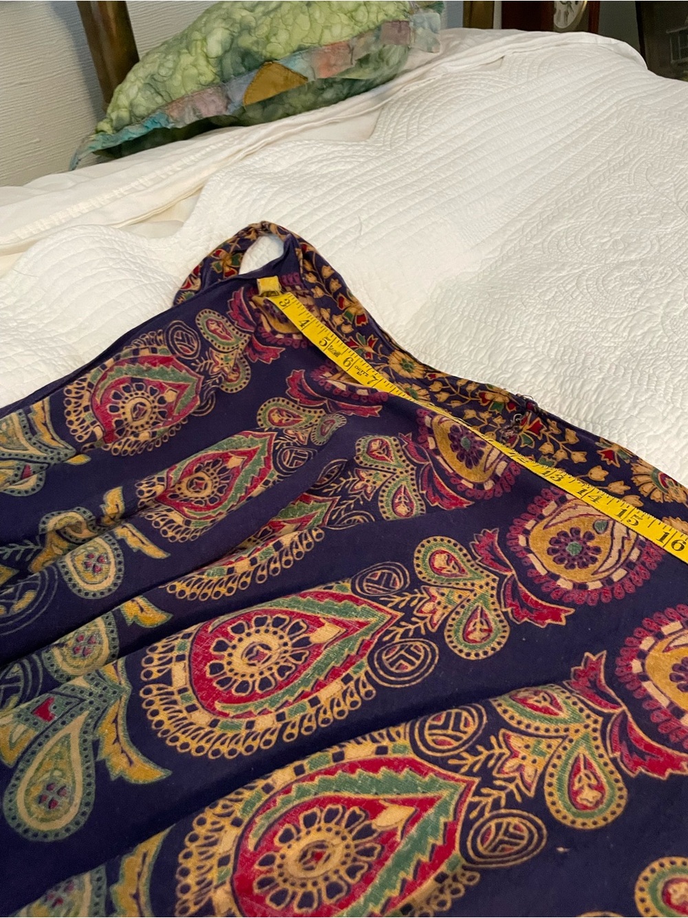 Vintage Bohemian Paisley India 100% cotton Wrap Skirt (purple/red/gold) - Picture 6 of 9